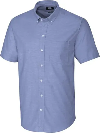 Cutter & Buck Stretch Oxford Mens Short Sleeve Dress Shirt - French Blue - XL