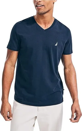 Nautica Men's J-Class Logo V-Neck T-Shirt (Navy) Men's T Shirt