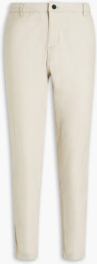 Slim-fit linen-blend pants