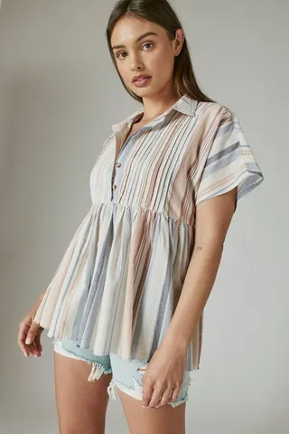 Short Sleeve Babydoll Tunic Shirt