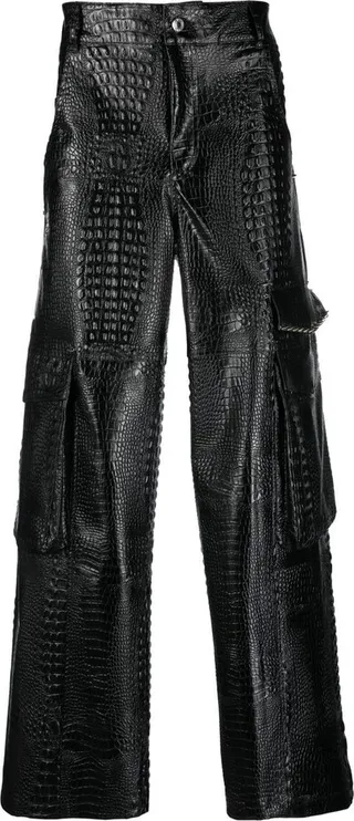Crocodile-Effect Wide-Leg Trousers