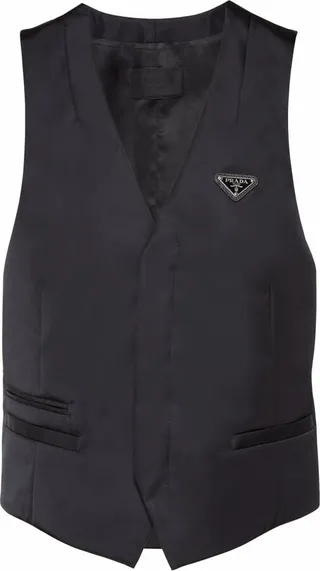 Re-Nylon triangle logo plaque waistcoat