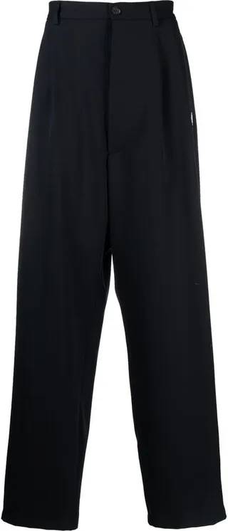 Feather Print Wide-Leg Tailored Trousers