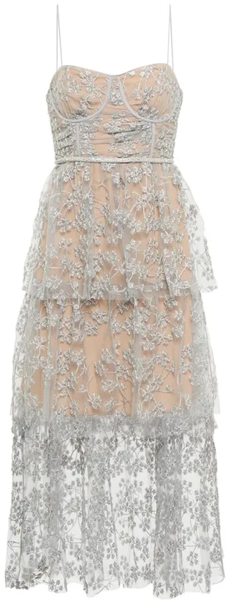 Floral embroidered midi dress