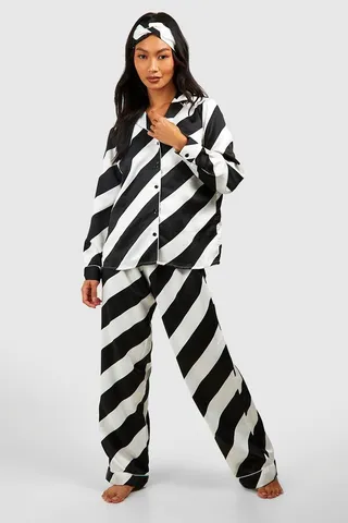 Candy Cane Stripe Satin PJ and Hair Band Set