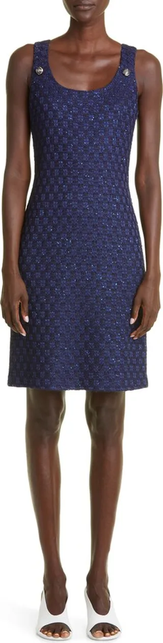 Sequin Check Knit Cocktail Minidress