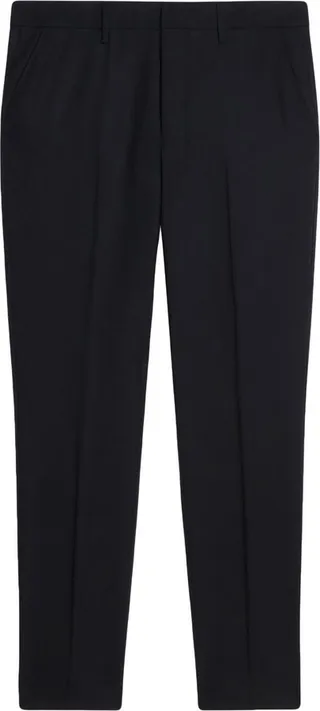 Black Virgin Wool Tapered Trousers