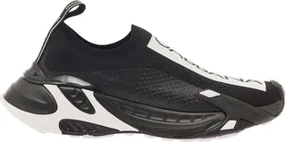 'sorrento' Black Slip-on Sneakers With Contrasting Logo Print In Stretch Mesh Woman