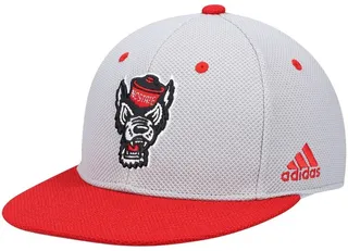 Men's adidas Gray and Red Nc State Wolfpack On-Field Baseball Fitted Hat