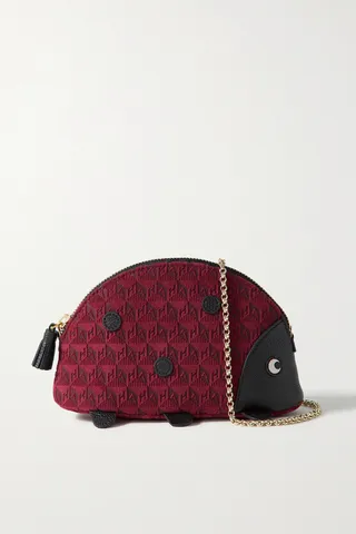 Anya Hindmarch - Ladybird Textured Leather-trimmed Velvet-jacquard Shoulder Bag - Burgundy
