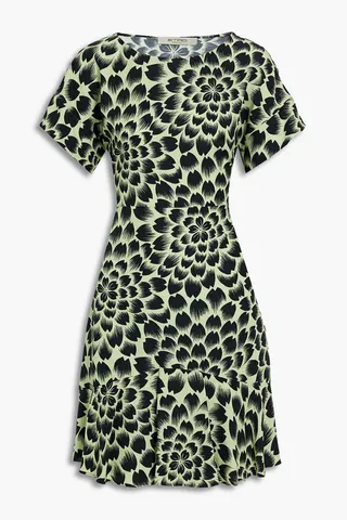 Printed silk crepe de chine dress