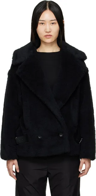 Max Mara Black Caserta Faux-Fur Jacket
