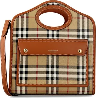 Burberry Hollow-Handle Checkered Mini Tote Bag