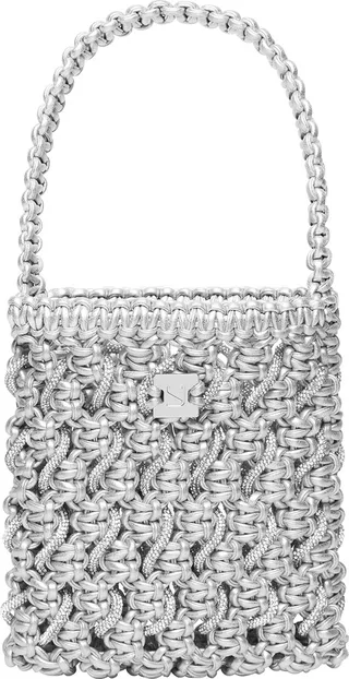 Small Woven Crystal Faux Leather Bag