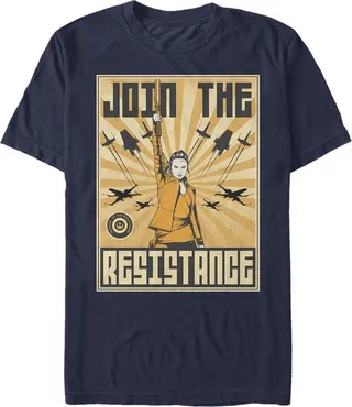 Men's Star Wars The Last Jedi Rey Propaganda Frame T-Shirt - Navy Blue - X Large