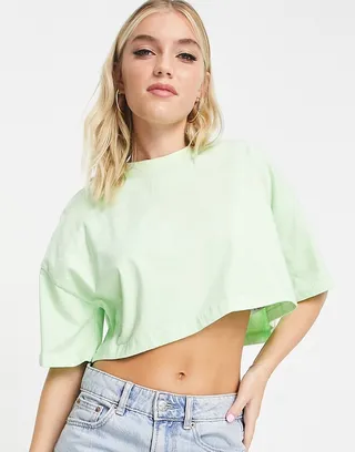 Quiksilver maxi cropped T-shirt in green