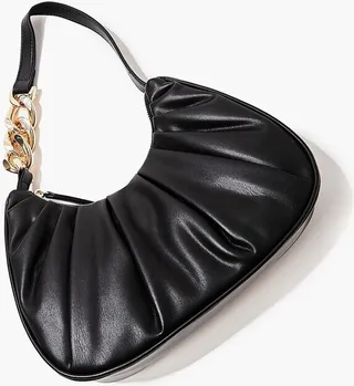 Ruched Baguette Shoulder Bag