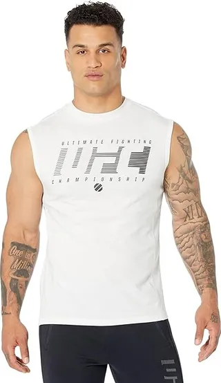UFC Ultimate Fighting Sleeveless Crew Neck Tee (White) Men's Clothing