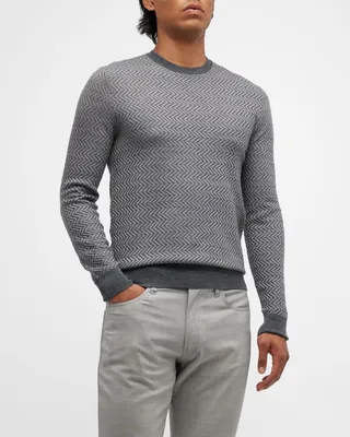Men's Zigzag Wool Crewneck Sweater