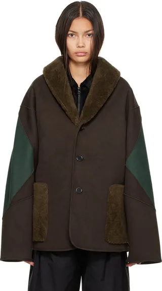 AMOMENTO Brown Reversible Faux-Shearling Jacket