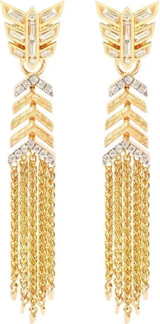 18kt yellow gold Flight shimmy baguette diamond earrings