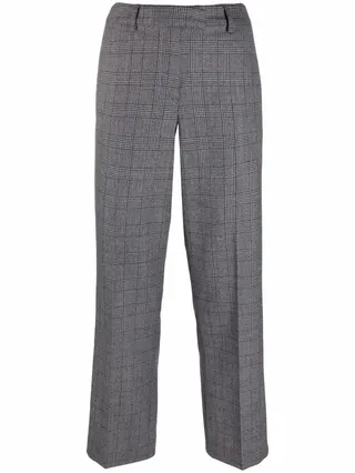 Cece checked straight suit trousers