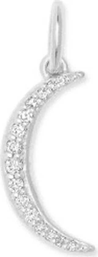Crescent Moon Sterling Silver Charm in White Diamond