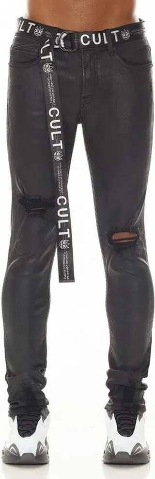 Cult of Individuality Punk Super Skinny Jeans In Black Coated - Black