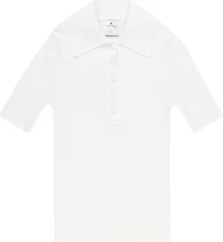 Ribbed-Knit Polo Top