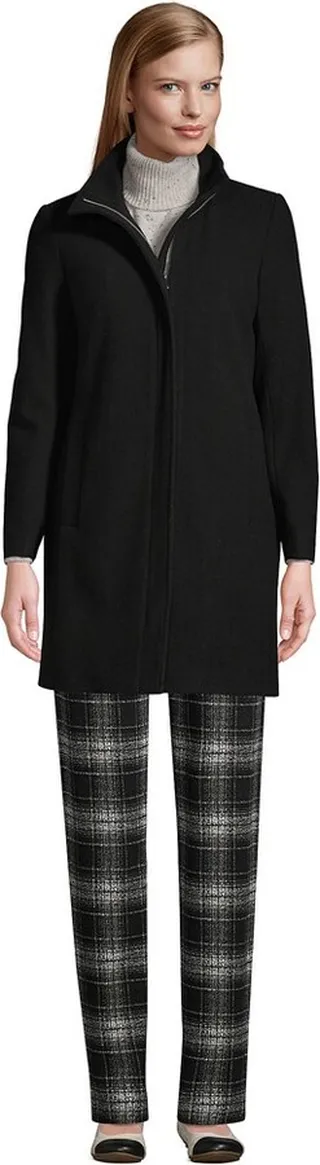 Lands' End Women's Insulated Wool Coat - 16 - Black
