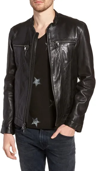 John Varvatos Regular Fit Leather Jacket