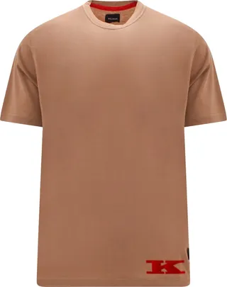 Cotton T-shirt with flocked logo on the bottom
