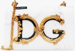 Dolce & Gabbana Logo-Plaque Chain-Link Denim Shoulder Bag
