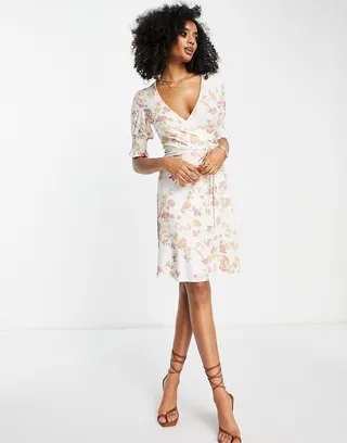 French Connection mini tie dress in summer floral print