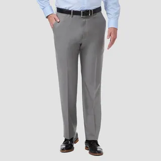 Haggar H26 Men's Big & Tall Premium Comfort 4-Way Stretch Classic Fit Flat Front Dress Pants - Gray 44x29