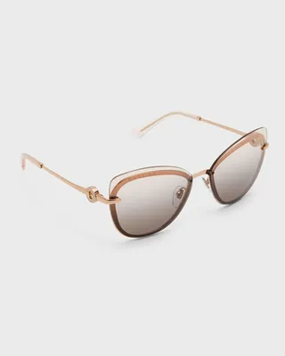 Rimless Metal & Plastic Butterfly Sunglasses