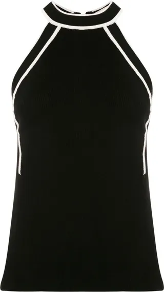 Inna contrast-trim halterneck blouse