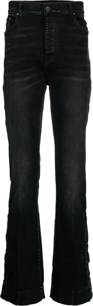 Stack distressed-effect flared jeans