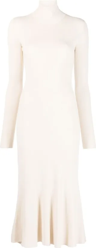 High-Neck Knitted Midi Dress