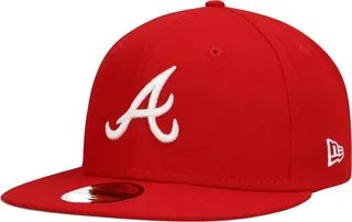 Men's New Era Red Atlanta Braves Logo White 59FIFTY Fitted Hat
