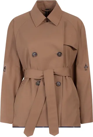 Cotton blend trench with logoed profile