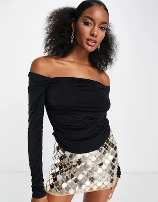 & Other Stories off the shoulder top in black