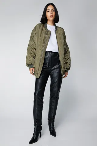 Nasty Gal Womens Split Front Faux Leather Pants