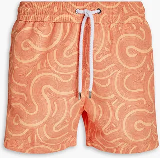 Short-length printed swim shorts