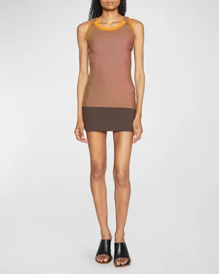 Turbi Striped Twisted Knit Mini Dress