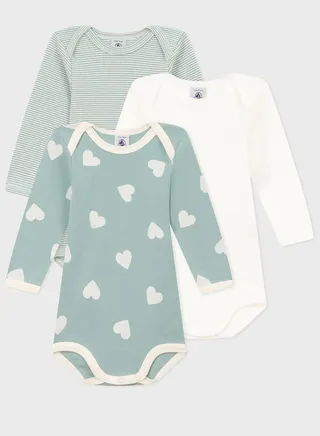 Infant 3 Pack Heart Print Bodysuit