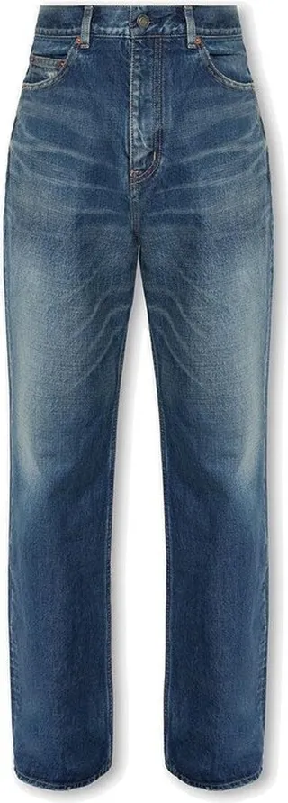 Saint Laurent Whiskering-Effect Distressed Bootcut Jeans