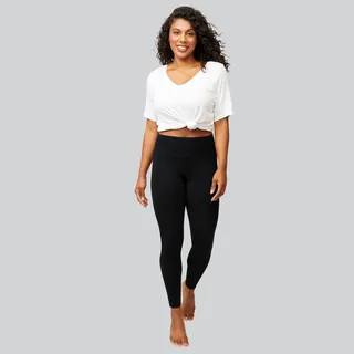 Hanes EcoSmart Women's High-Waist Slim Straight Cotton Blend Shaping Leggings - Black XL