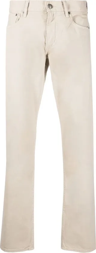 Straight-Leg Slim Cotton Trousers