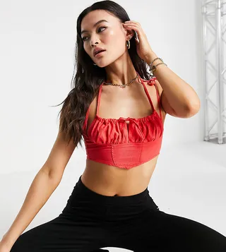 ASYOU ruched bust cami top in red